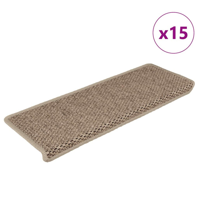 Tapis d'escalier autocollants 15 pcs 65x21x4 cm Sable | Mobilier & Déco