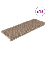 Tapis d'escalier autocollants 15 pcs 65x21x4 cm Sable | Mobilier & Déco