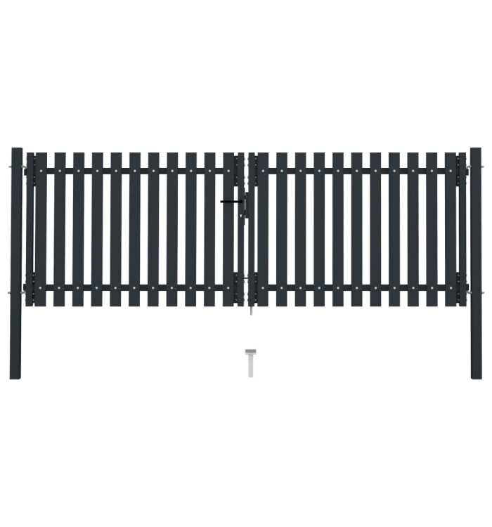 Portail de clôture à double porte Acier 306x175 cm Anthracite | Mobilier & Déco