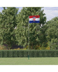 Drapeau de la Croatie et mât 5,55 m Aluminium | Mobilier & Déco