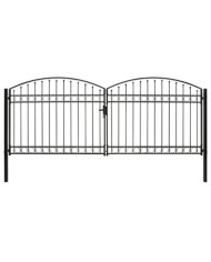 Portillon double porte avec dessus arqué Acier 400x175 cm Noir | Mobilier & Déco