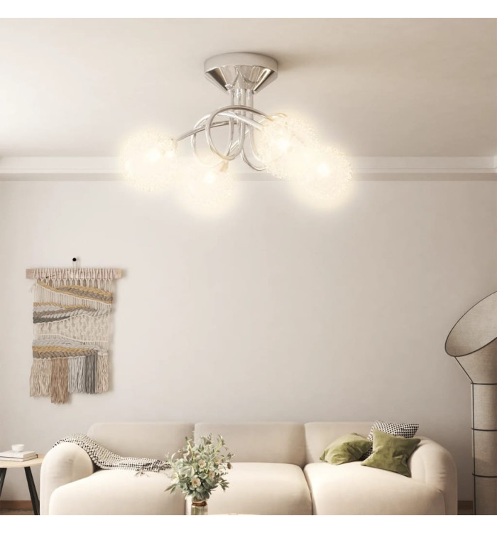 Plafonnier avec abat-jour en maille métallique pour 4 LED G9 | Mobilier & Déco