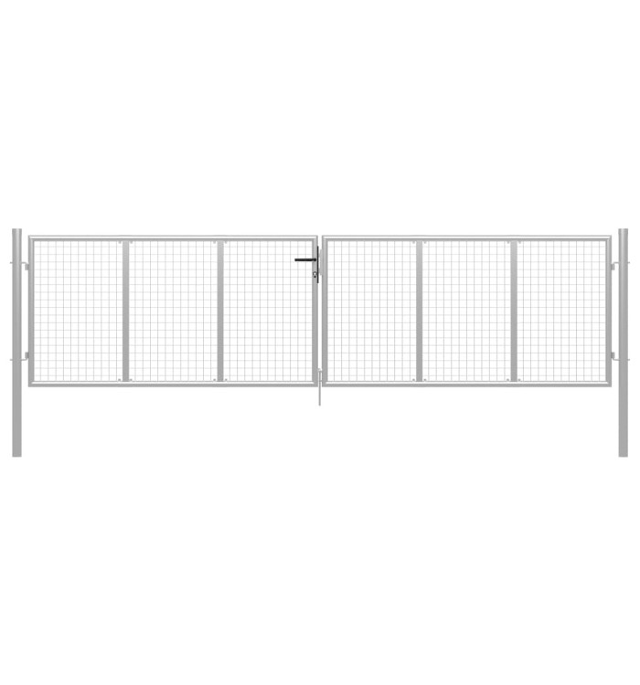 Porte de jardin Acier galvanisé 415x150 cm Argenté | Mobilier & Déco