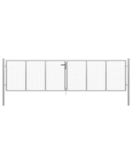 Porte de jardin Acier galvanisé 415x150 cm Argenté | Mobilier & Déco