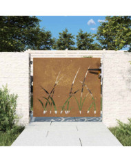 Portail de jardin 85x100 cm acier corten conception d'herbe | Mobilier & Déco