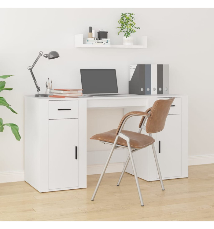 Bureau avec armoire blanc bois d'ingénierie | Mobilier & Déco