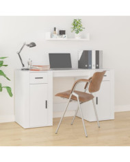 Bureau avec armoire blanc bois d'ingénierie | Mobilier & Déco