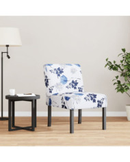 Fauteuil sans accoudoirs bleu tissu avec fleurs | Mobilier & Déco