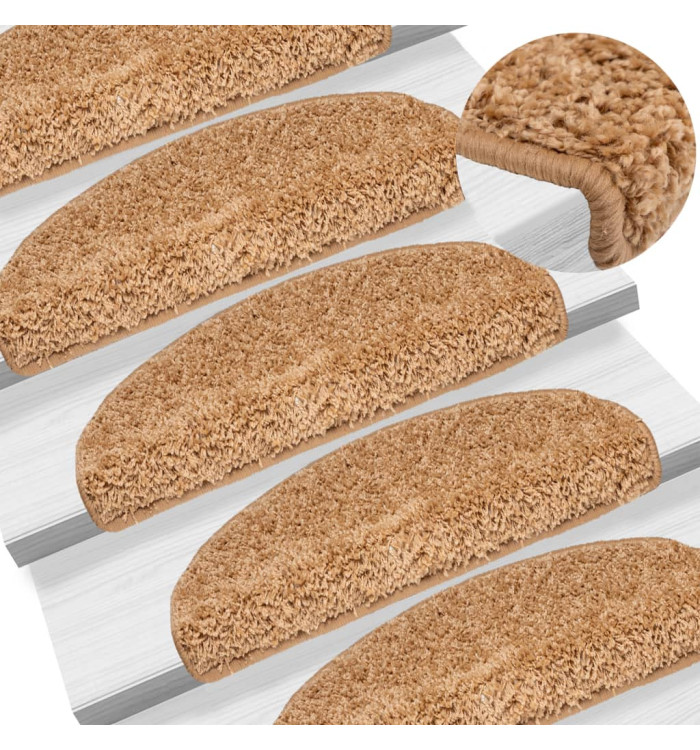 Tapis d'escalier 10 pcs 65x21x4 cm Beige | Mobilier & Déco