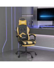 Chaise de jeu pivotante et repose-pied Noir et doré Similicuir | Mobilier & Déco