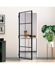 Porte d'intérieur Noir 83x201,5 cm Trempé verre aluminium fin | Mobilier & Déco