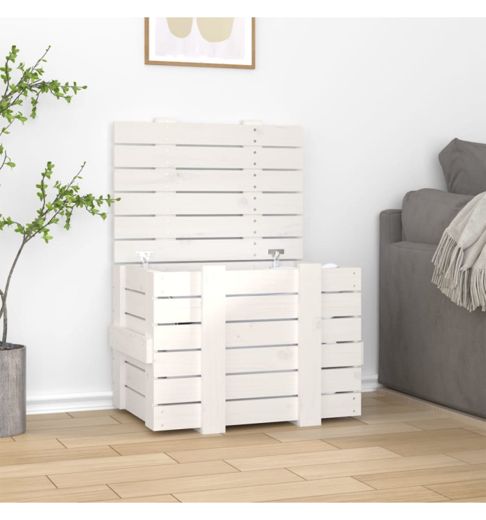 Boîte de rangement Blanc 58x40,5x42 cm Bois massif de pin | Mobilier & Déco