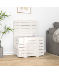 Boîte de rangement Blanc 58x40,5x42 cm Bois massif de pin | Mobilier & Déco