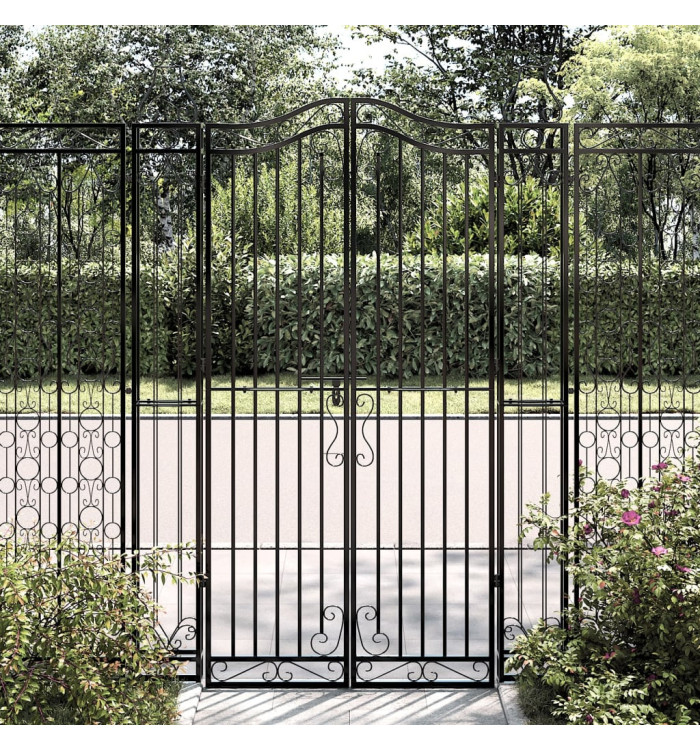 Portail de jardin noir 121x8x180 cm fer forgé | Mobilier & Déco