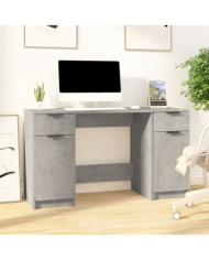 Bureau avec armoire latérale Gris béton Bois d'ingénierie | Mobilier & Déco