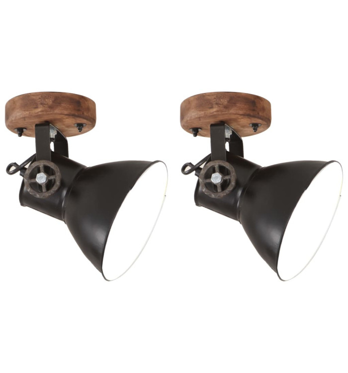 Lampe murale industrielle/de plafond 2 pcs Noir 20x25 cm E27 | Mobilier & Déco