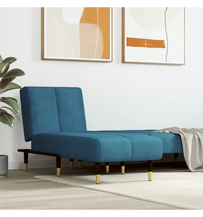 Chaise longue bleu velours | Mobilier & Déco