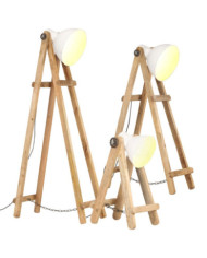 Lampadaires 3 pcs Blanc E27 Bois de manguier massif | Mobilier & Déco