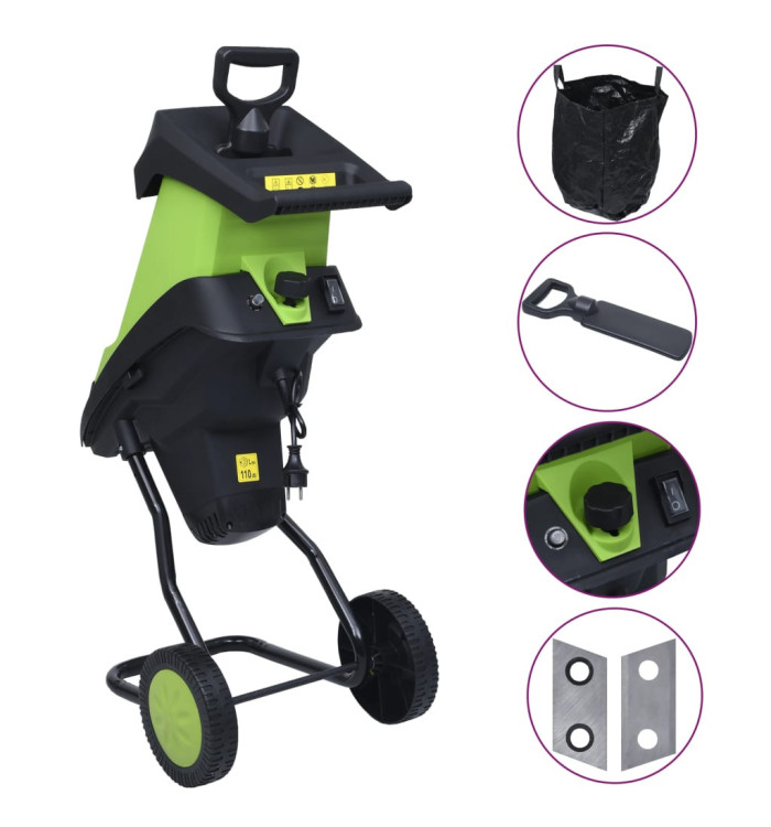 Broyeur électrique de jardin avec 2 lames supplémentaires 2400W | Mobilier & Déco