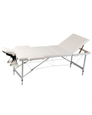 Table pliable de massage Blanc crème 3 zones cadre en aluminium | Mobilier & Déco