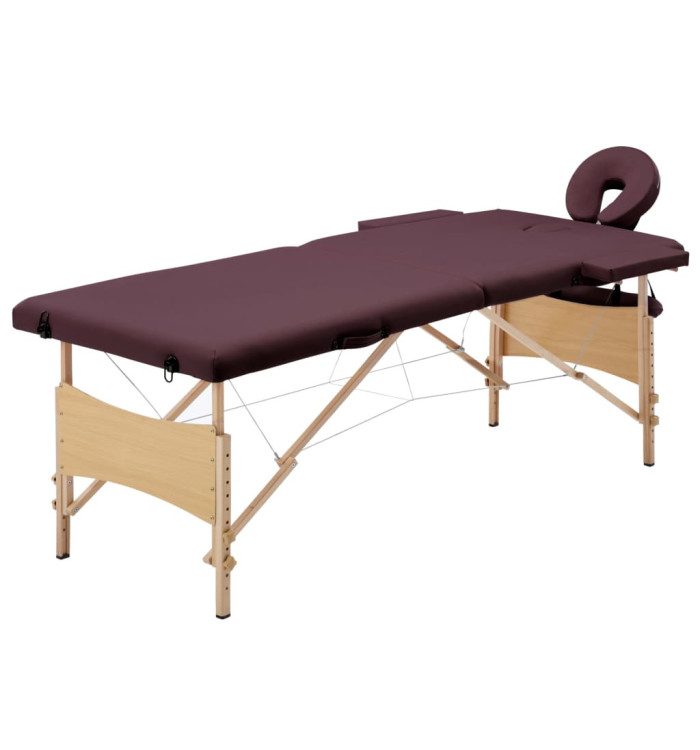 Table de massage pliable 2 zones Violet vin | Mobilier & Déco