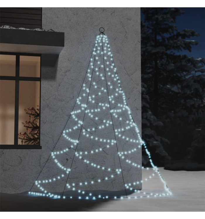 Arbre mural avec crochet métallique 260 LED blanc froid 3 m | Mobilier & Déco