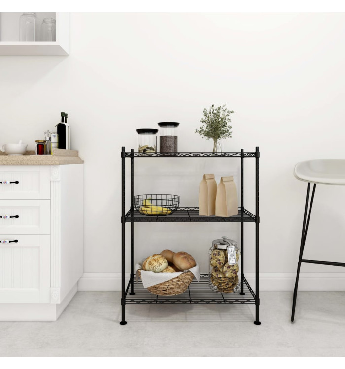 Étagère de rangement 3 niveaux 60x35x76 cm noir 150 kg | Mobilier & Déco