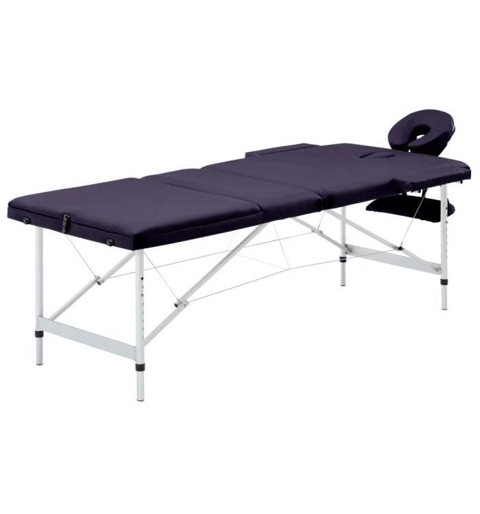 Table de massage pliable 3 zones Aluminium Violet | Mobilier & Déco