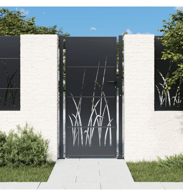 Portail de jardin anthracite 105x205cm acier conception d'herbe | Mobilier & Déco