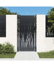 Portail de jardin anthracite 105x205cm acier conception d'herbe | Mobilier & Déco