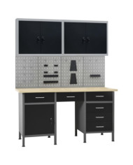 Établi avec 4 panneaux muraux et 2 armoires | Mobilier & Déco