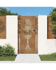 Portail de jardin 105x205 cm acier corten conception de l'arbre | Mobilier & Déco