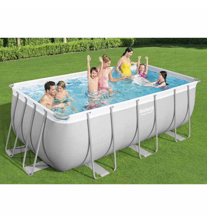 Bestway Ensemble de piscine rectangulaire Power Steel 412x201x122 cm | Mobilier & Déco