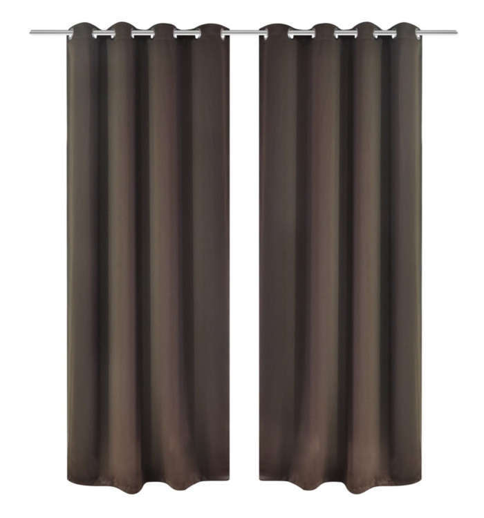 2 pcs Rideau Blackout Occultant Brun avec Œillets en métal 135x245cm | Mobilier & Déco