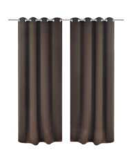 2 pcs Rideau Blackout Occultant Brun avec Œillets en métal 135x245cm | Mobilier & Déco