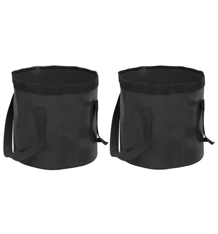 Seaux pliables 2 pcs noir 20 L PVC | Mobilier & Déco