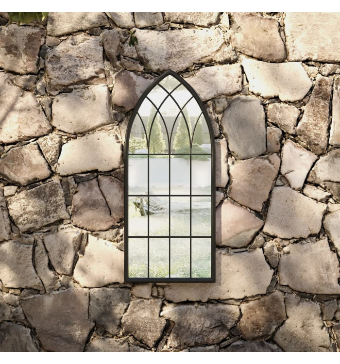 Miroir de jardin Noir 70x30 cm Fer pour utilisation extérieure | Mobilier & Déco