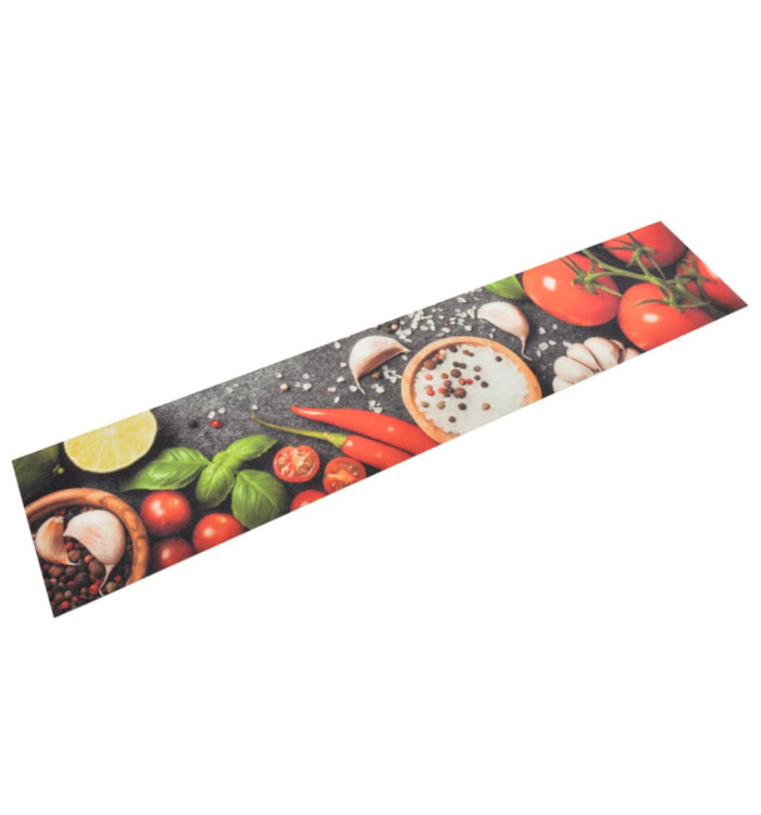 Tapis de cuisine lavable impression légumes 60x300 cm velours | Mobilier & Déco