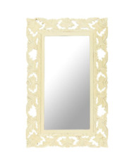 Miroir sculpté à la main Blanc 80x50 cm Bois de manguier massif | Mobilier & Déco