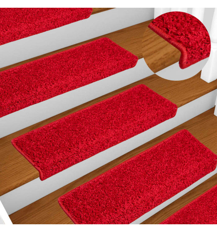 Tapis d'escalier 10 pcs 65x21x4 cm Rouge | Mobilier & Déco
