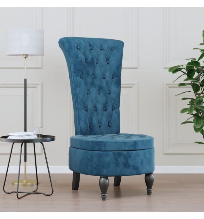 Chaise à dossier haut bleu velours conception de bouton | Mobilier & Déco