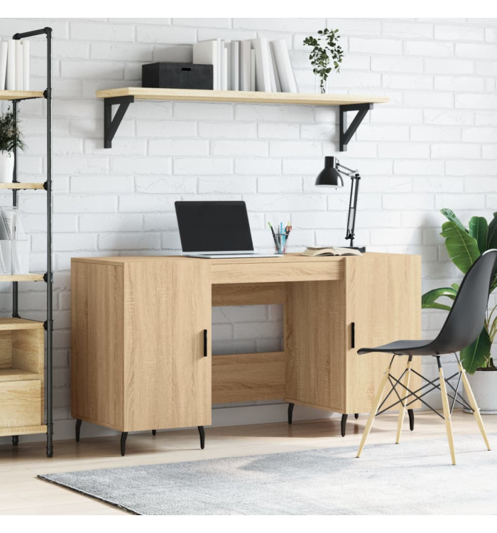 Bureau chêne sonoma 140x50x75 cm bois d'ingénierie | Mobilier & Déco