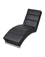 Chaise longue Noir Similicuir | Mobilier & Déco