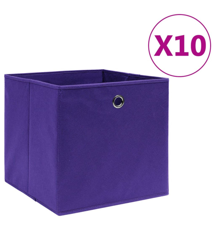 Boîtes de rangement 10 pcs Tissu intissé 28x28x28 cm Violet | Mobilier & Déco
