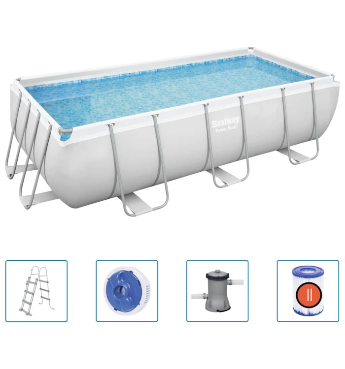 Bestway Ensemble de piscine rectangulaire Power Steel 404x201x100 cm | Mobilier & Déco