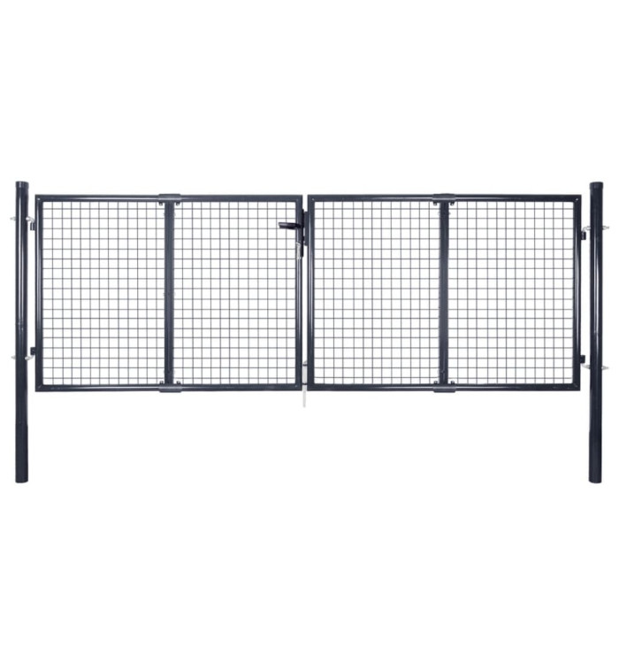 Portail en maille Acier galvanisé 289x125 cm Gris | Mobilier & Déco
