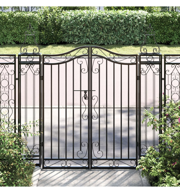 Portail de jardin noir 121x8x120 cm fer forgé | Mobilier & Déco