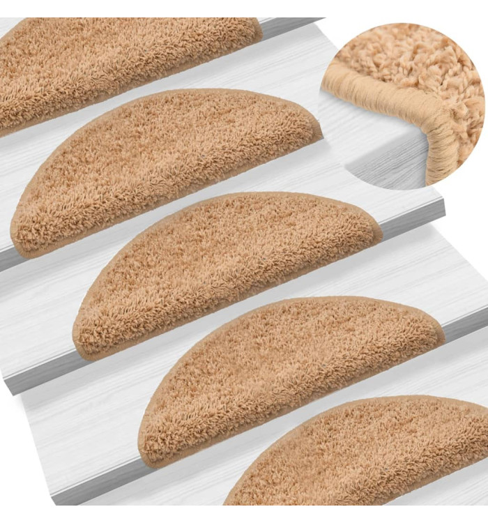 Tapis d'escalier 10 pcs 56x17x3 cm Beige | Mobilier & Déco