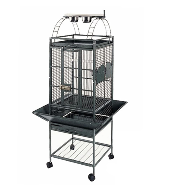 Strong Cage pour perroquet Villa Helios Gris métallisé 46x46x149 cm | Mobilier & Déco