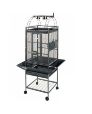 Strong Cage pour perroquet Villa Helios Gris métallisé 46x46x149 cm | Mobilier & Déco